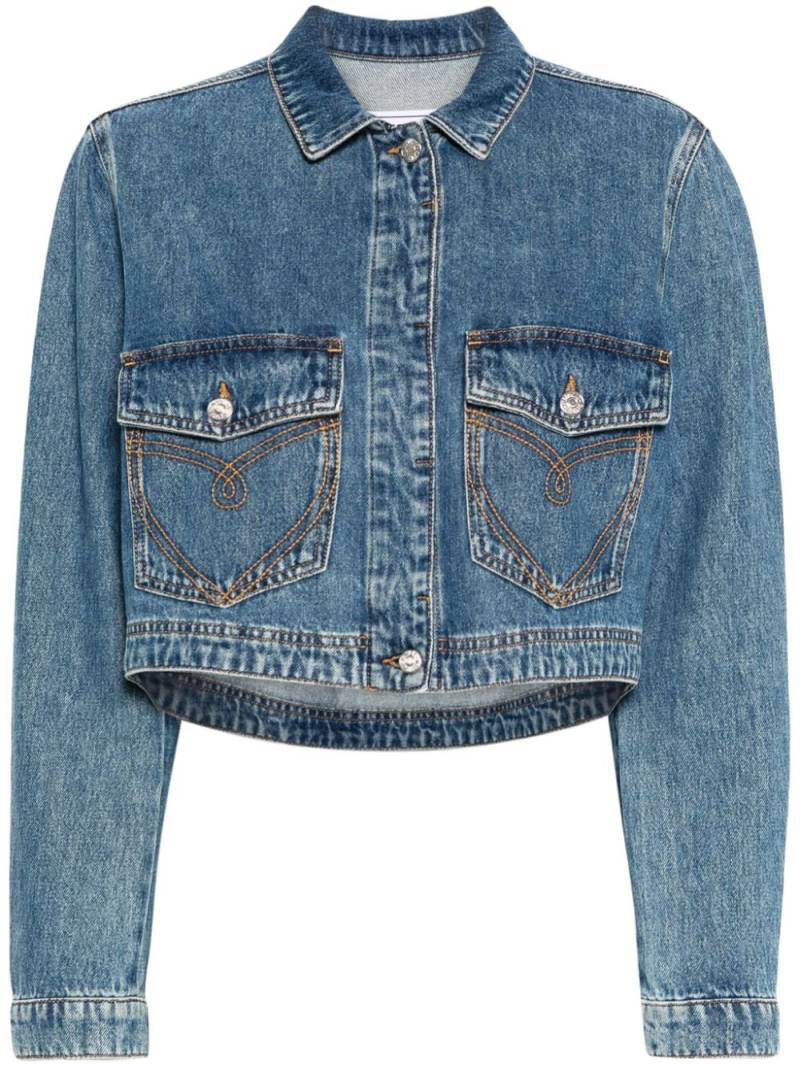 MOSCHINO JEANS logo-patch cropped denim jacket - Blue von MOSCHINO JEANS