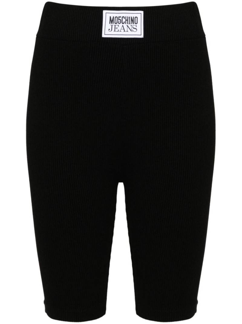 MOSCHINO JEANS logo-patch high-waist shorts - Black von MOSCHINO JEANS