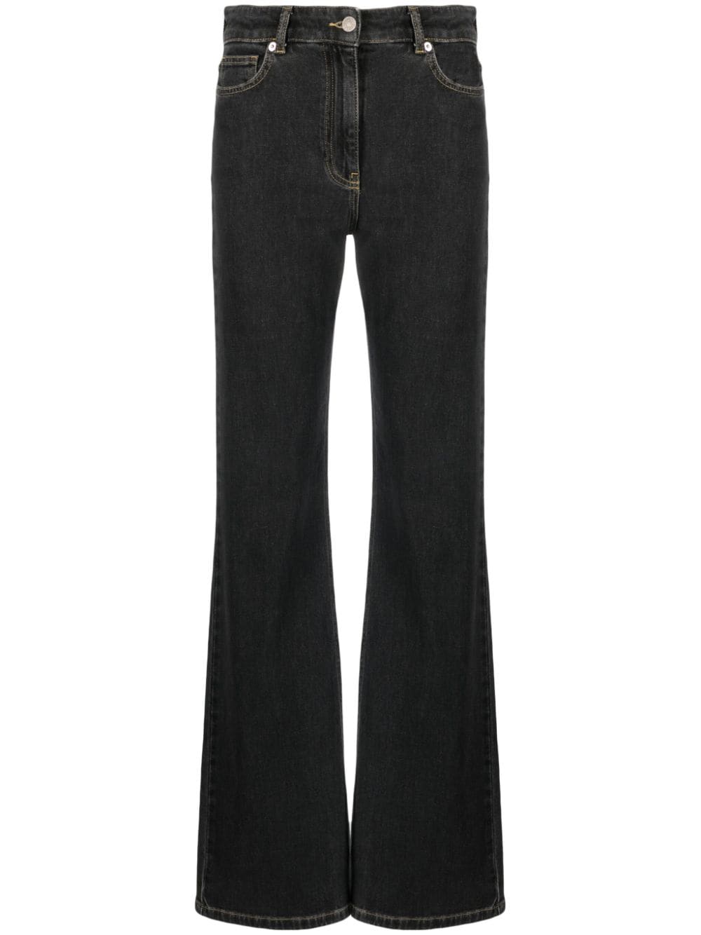 MOSCHINO JEANS logo-patch high-waisted straight-leg jeans - Black von MOSCHINO JEANS