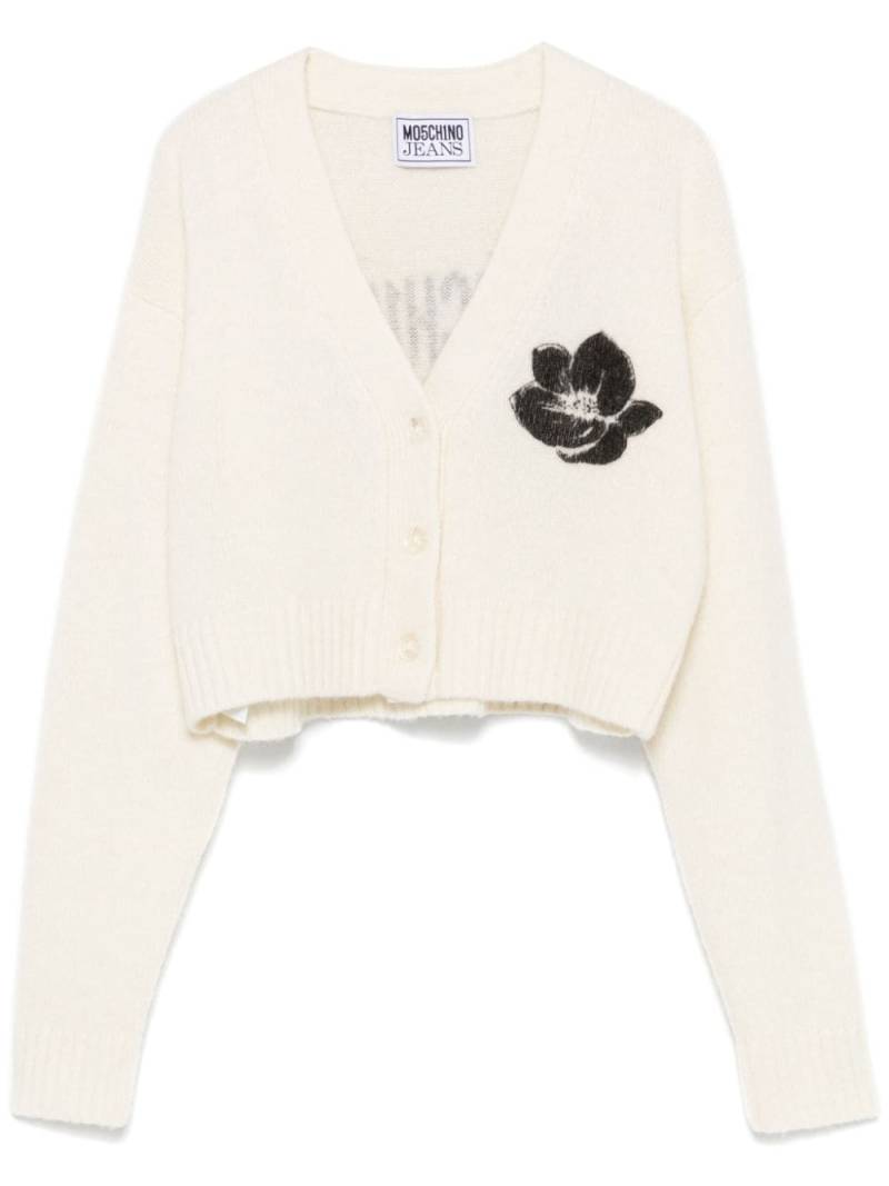 MOSCHINO JEANS logo-print cardigan - Neutrals von MOSCHINO JEANS