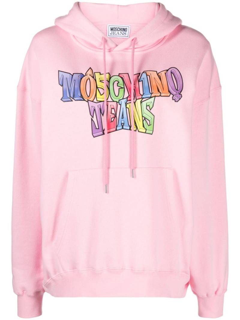 MOSCHINO JEANS logo-print cotton hoodie - Pink von MOSCHINO JEANS