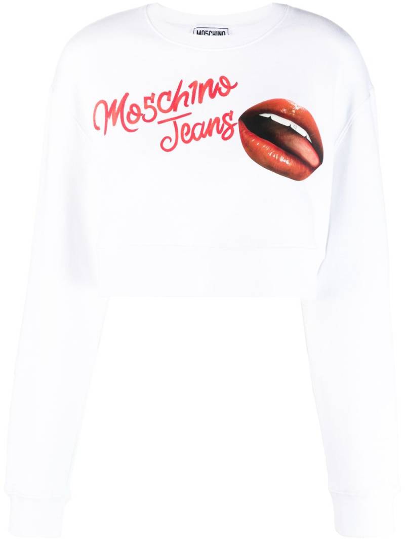 MOSCHINO JEANS logo-print cotton sweatshirt - White von MOSCHINO JEANS