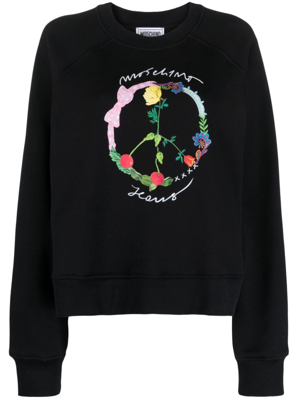 MOSCHINO JEANS peace sign-print cotton sweatshirt - Black von MOSCHINO JEANS