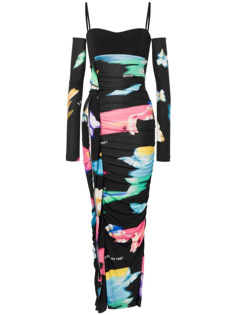 MOSCHINO JEANS printed ruched maxi dress - Black von MOSCHINO JEANS