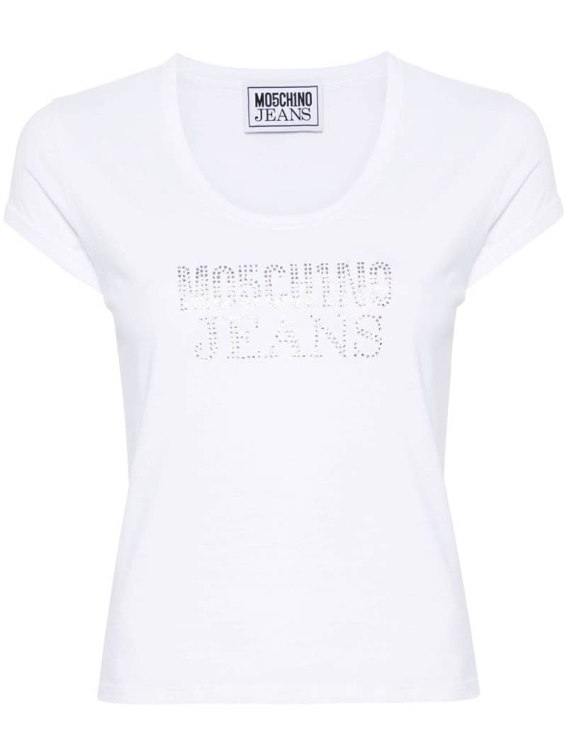 MOSCHINO JEANS rhinestone-logo T-shirt - White von MOSCHINO JEANS