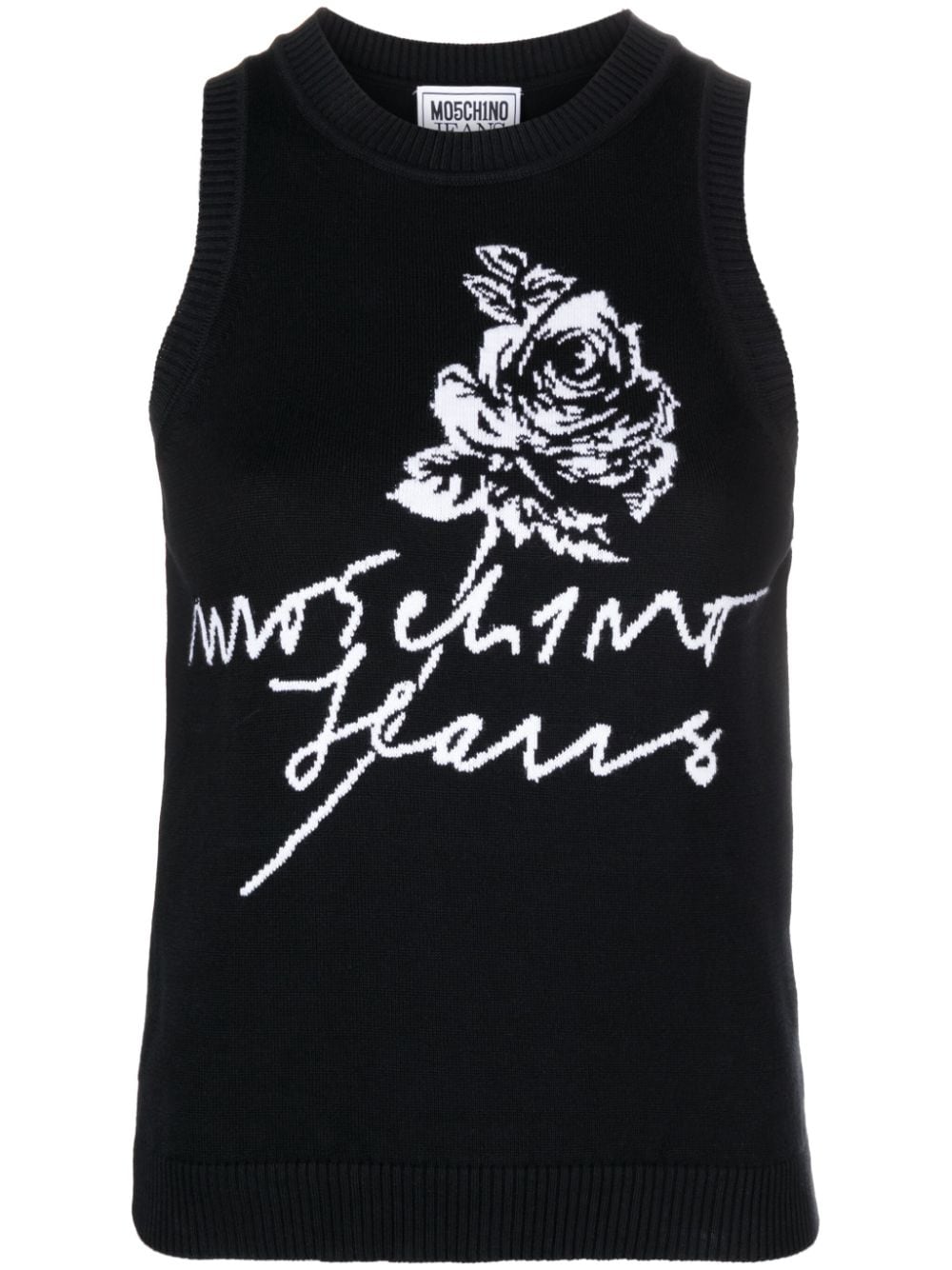 MOSCHINO JEANS rose-jacquard knitted tank top - Black von MOSCHINO JEANS