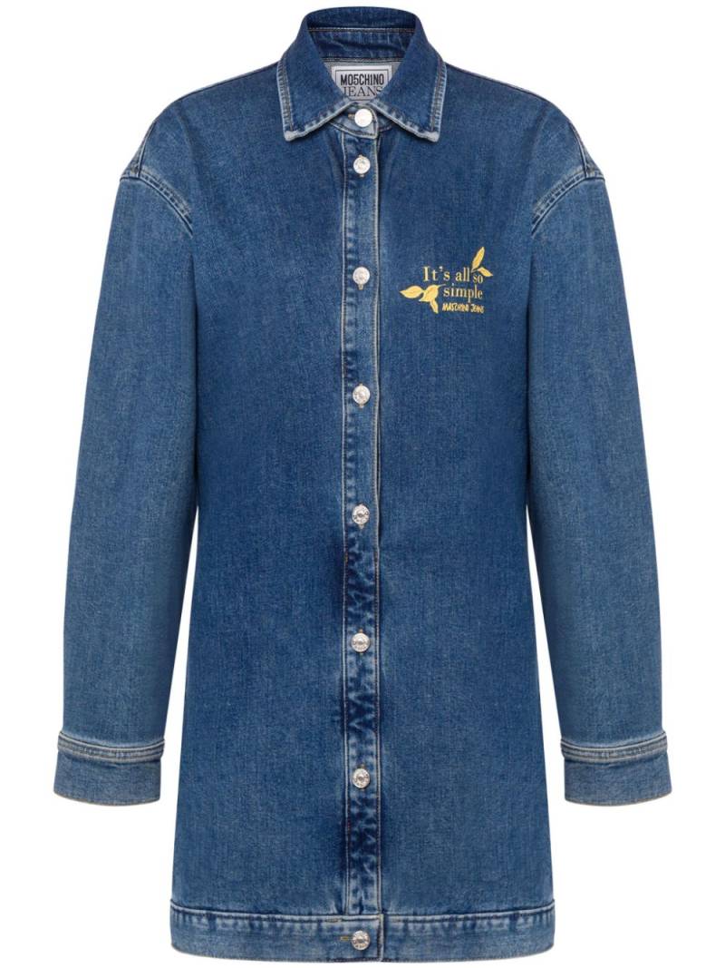 MOSCHINO JEANS slogan-embroidered denim shirtdress - Blue von MOSCHINO JEANS