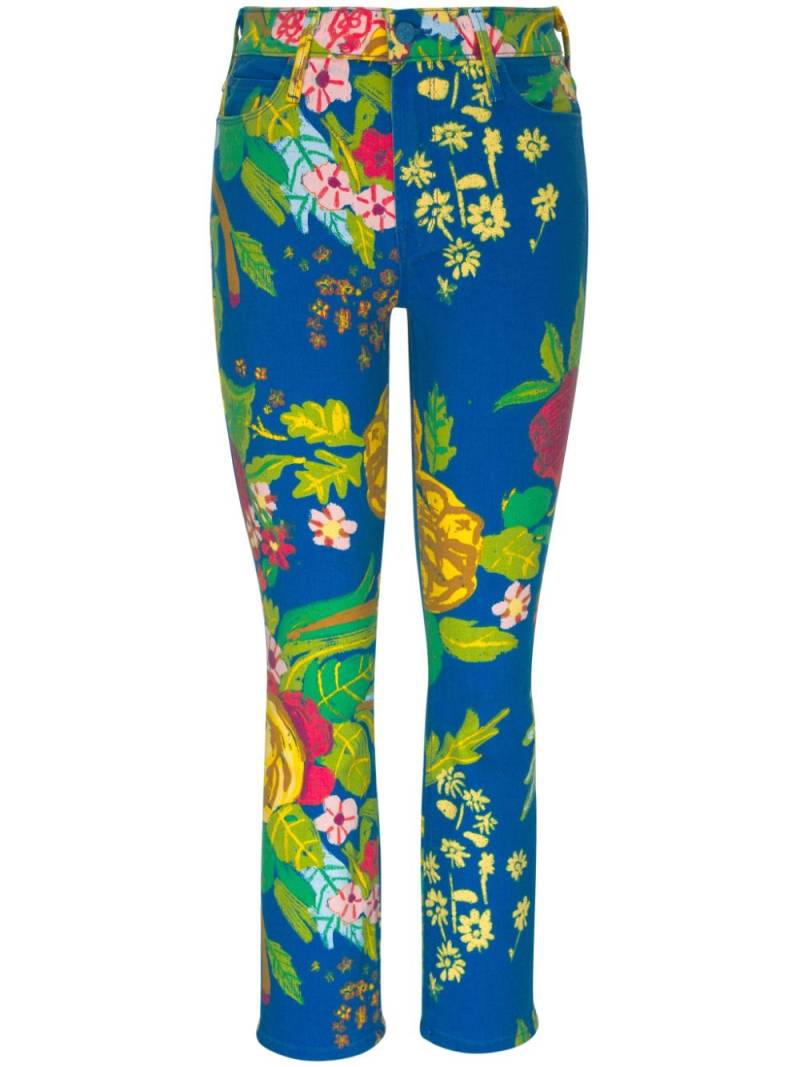 MOTHER floral-print cotton-blend trousers - Blue von MOTHER