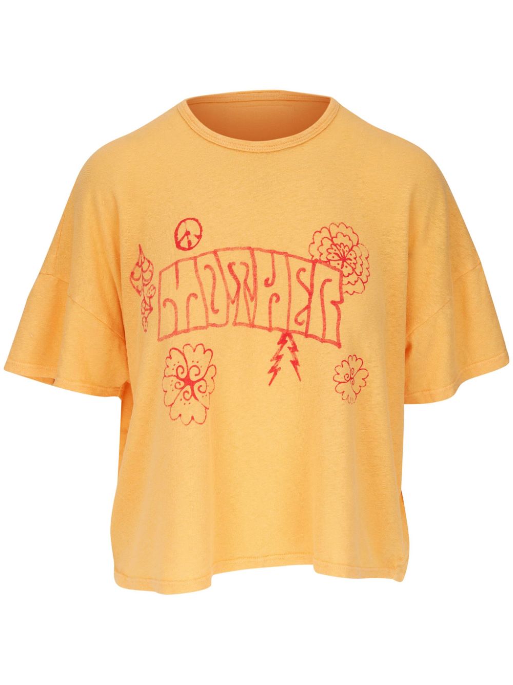 MOTHER logo-print cotton-linen T-shirt - Yellow von MOTHER