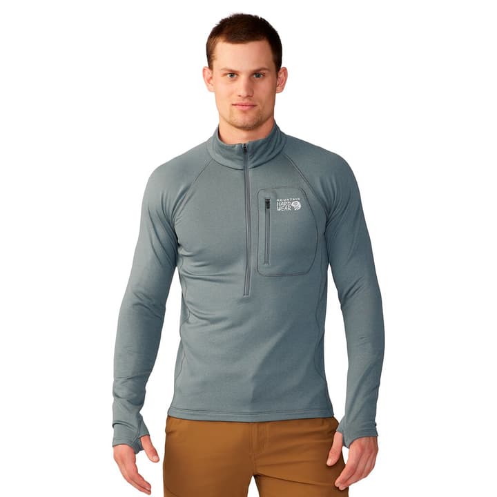 Mountain Hardwear M Glacial Trail 1/4 Zip Langarmshirt hellgrau von MOUNTAIN HARDWEAR