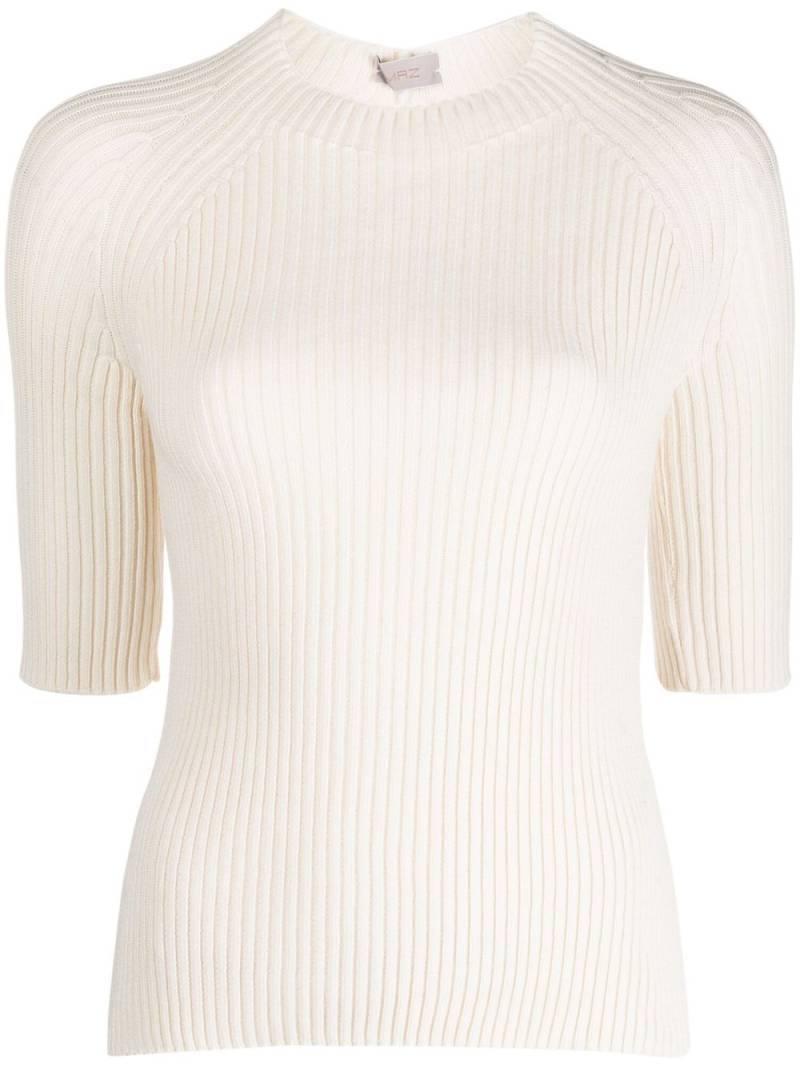 MRZ three-quarter sleeve ribbed knitted top - Neutrals von MRZ