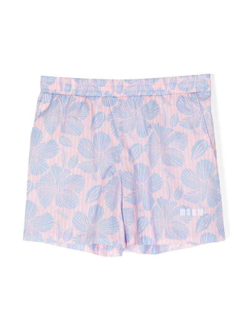 MSGM Kids floral-print elasticated shorts - Pink von MSGM Kids