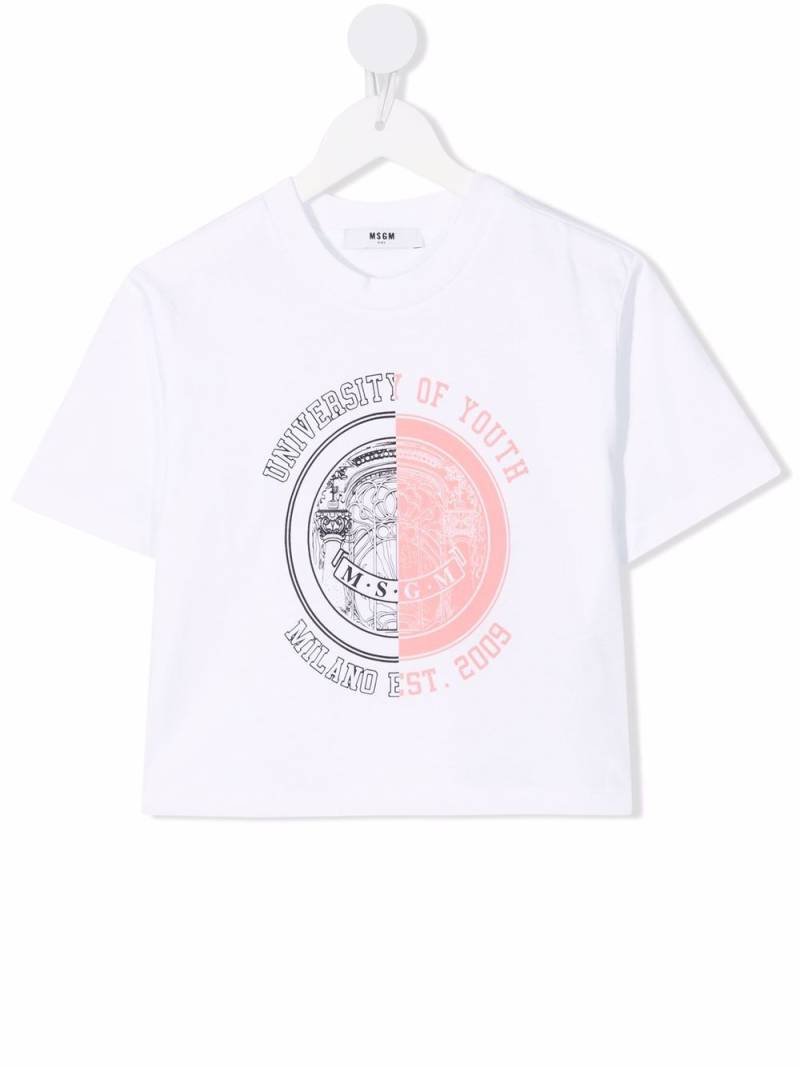 MSGM Kids University Of Youth T-shirt - White von MSGM Kids