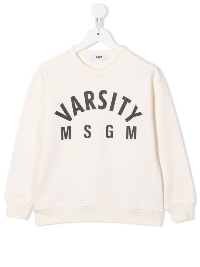 MSGM Kids Varsity logo-print sweatshirt - Neutrals von MSGM Kids