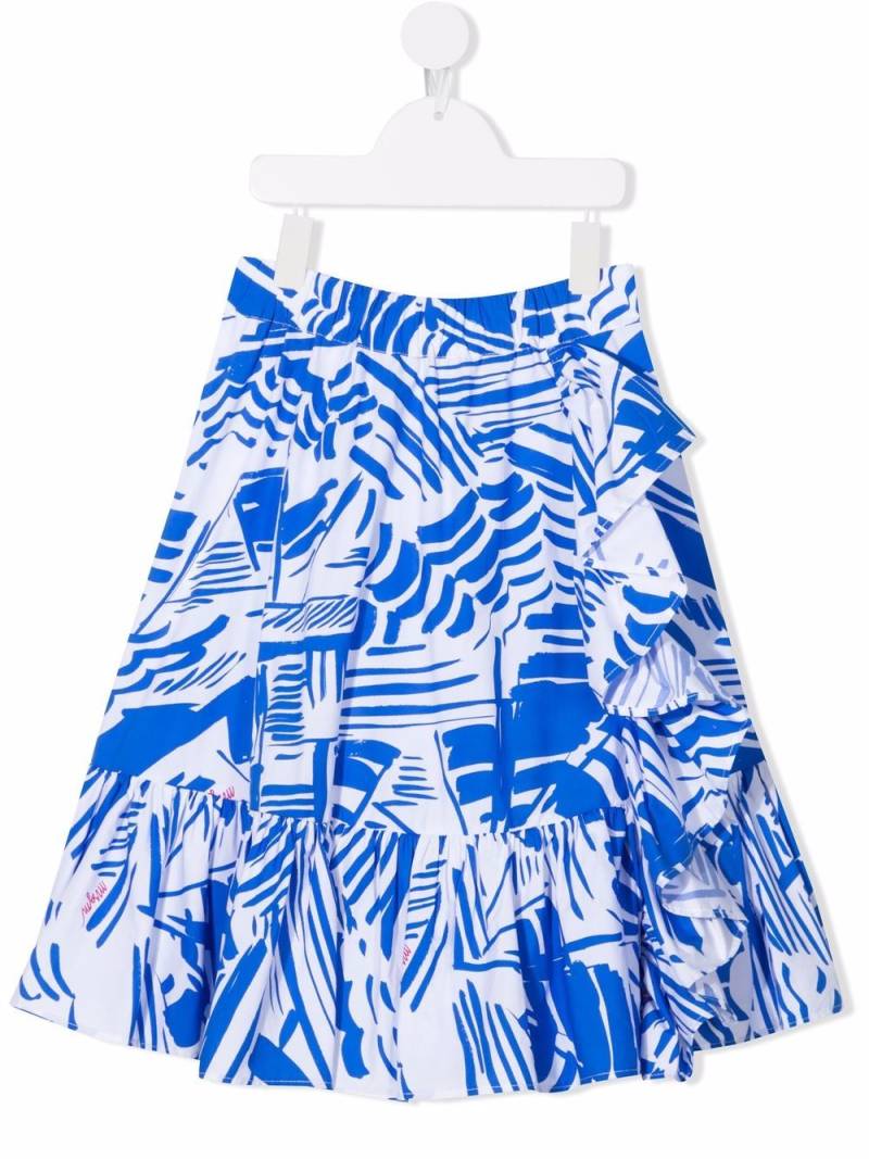 MSGM Kids abstract-print midi skirt - Blue von MSGM Kids