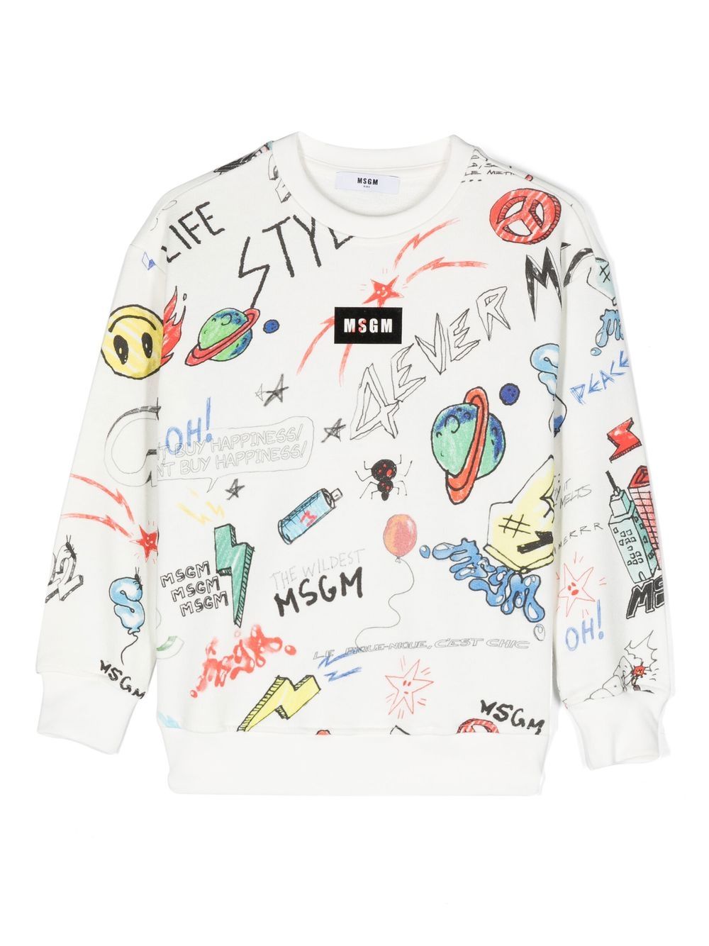 MSGM Kids all-over graphic print sweatshirt - White von MSGM Kids