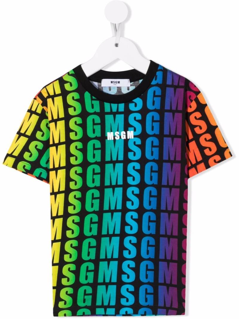 MSGM Kids all-over logo print T-shirt - Blue von MSGM Kids