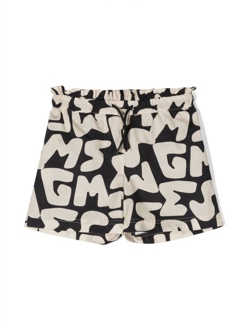 MSGM Kids all-over logo print shorts - Neutrals von MSGM Kids