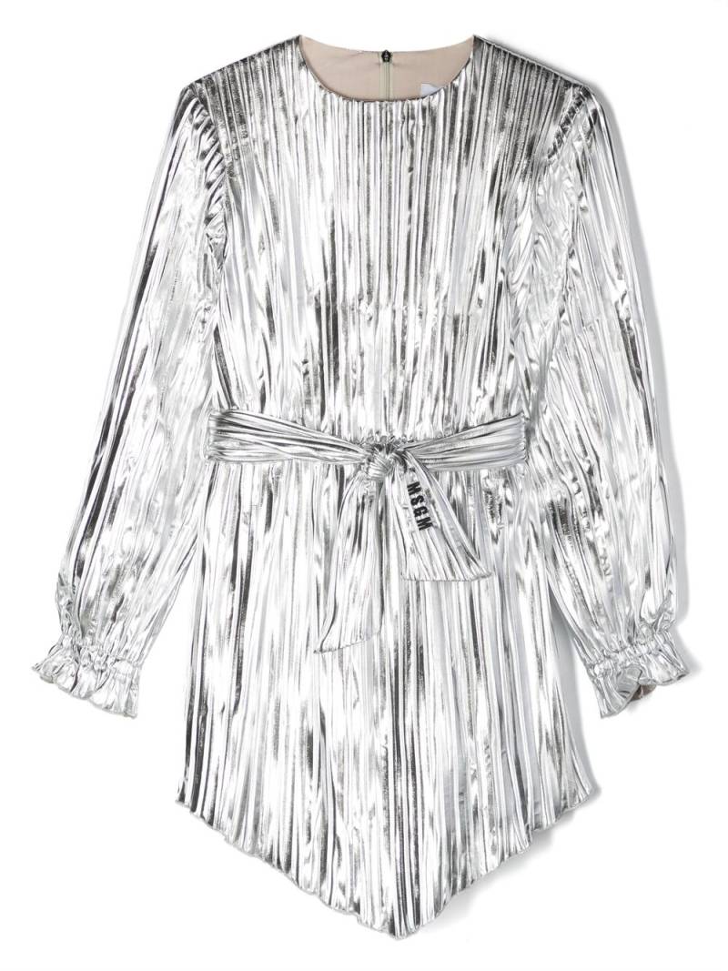 MSGM Kids asymmetric pleated metallic minidress von MSGM Kids