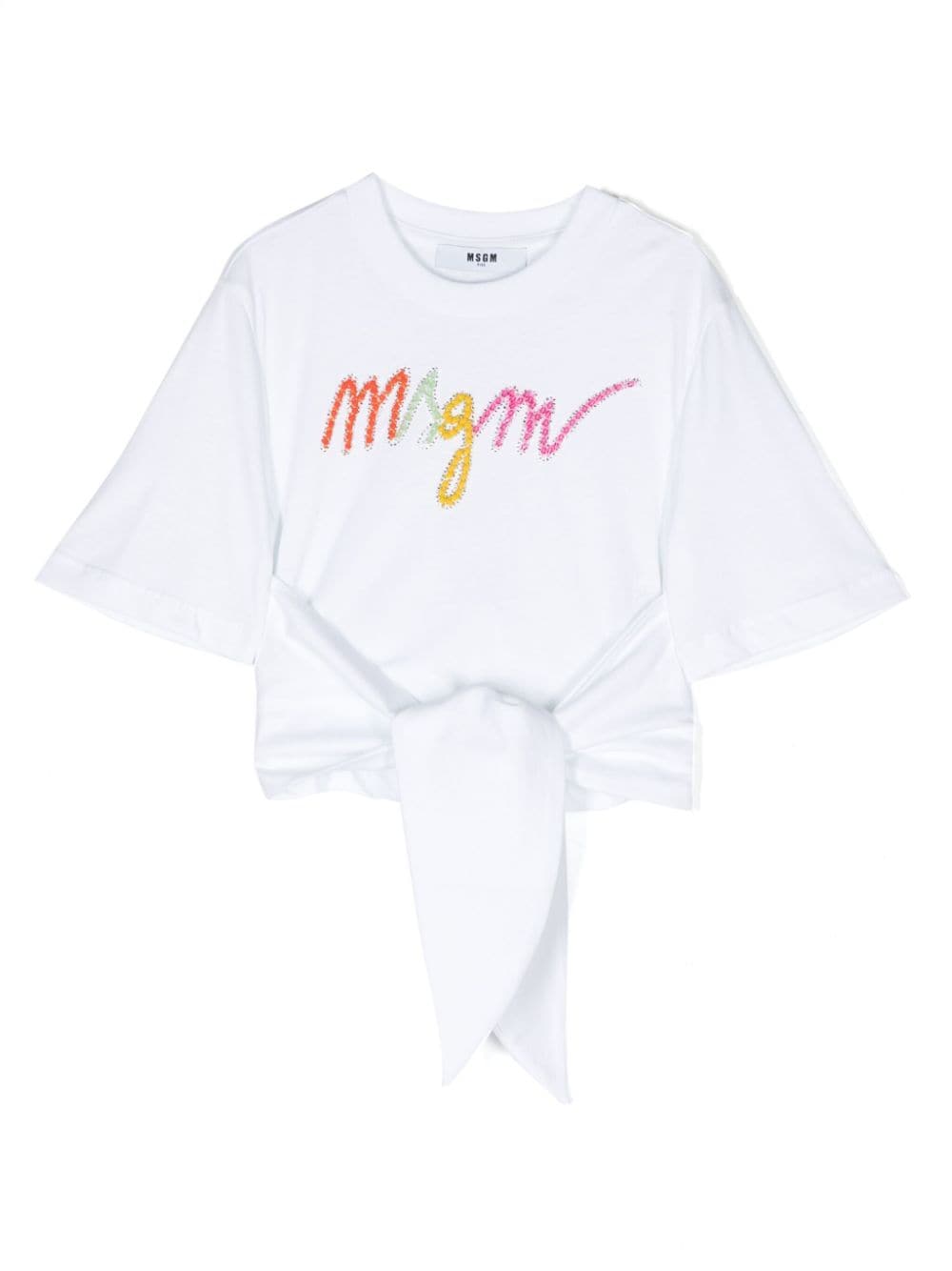 MSGM Kids beaded-detailed tied T-shirt - White von MSGM Kids