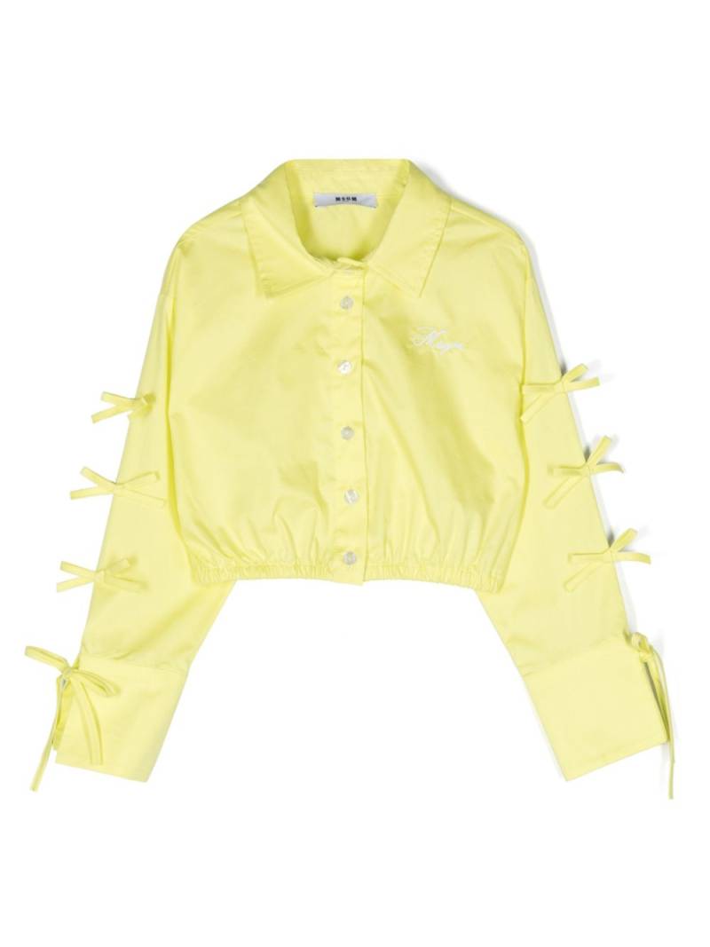 MSGM Kids bow-detailed cropped blouse - Yellow von MSGM Kids