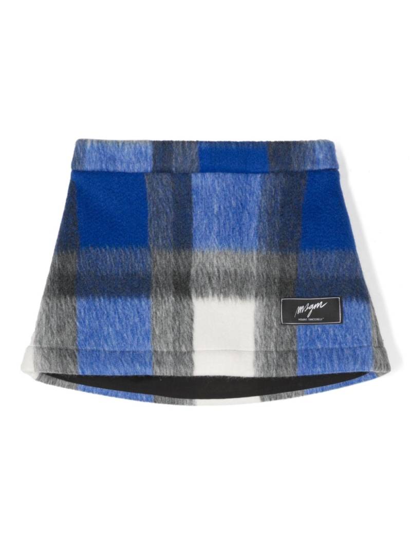 MSGM Kids checked mini skirt - Blue von MSGM Kids