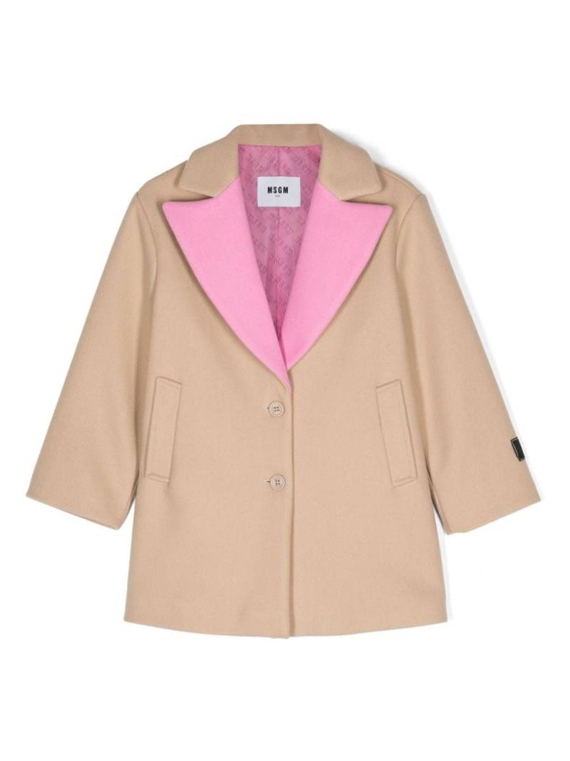 MSGM Kids colour-block felted coat - Neutrals von MSGM Kids