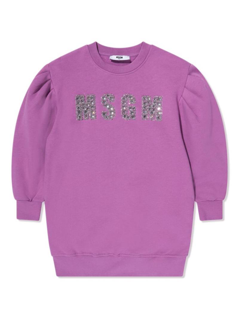 MSGM Kids crystal-embellished cotton dress - Purple von MSGM Kids