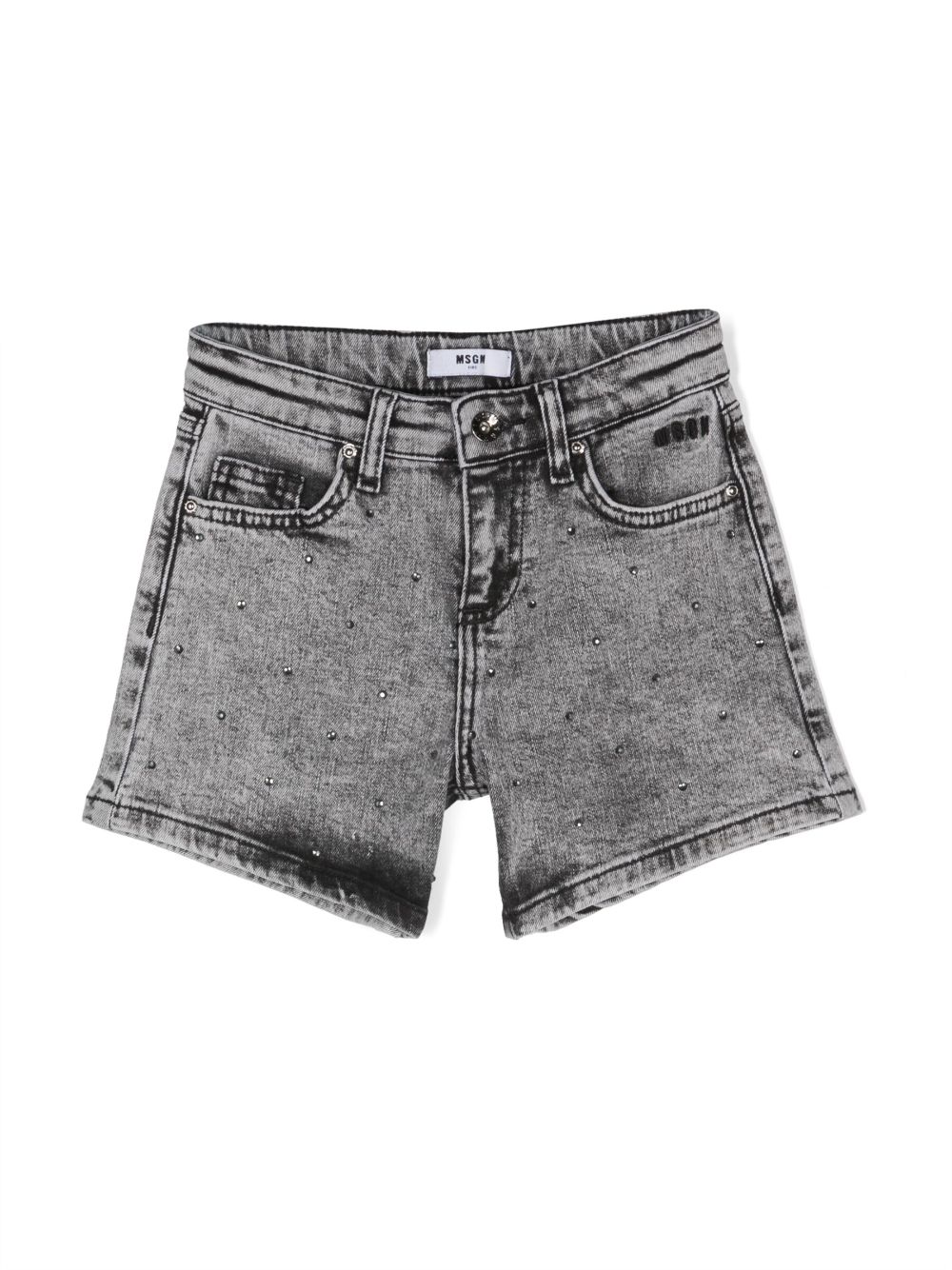 MSGM Kids crystal-embellished denim shorts - Grey von MSGM Kids