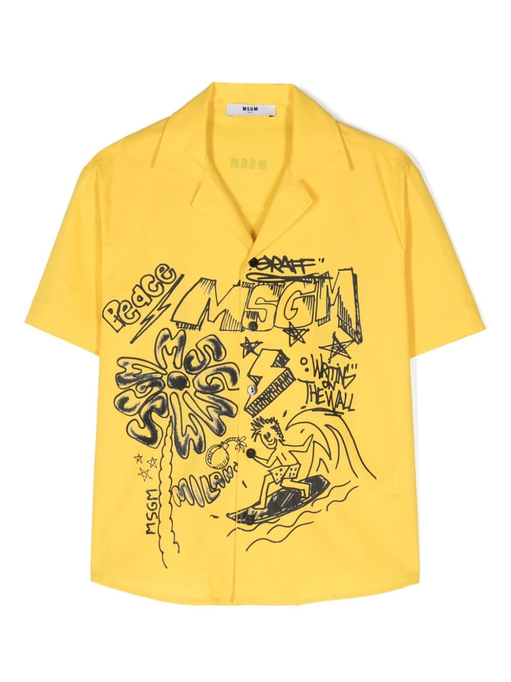 MSGM Kids doodle-print bowling shirt - Yellow von MSGM Kids