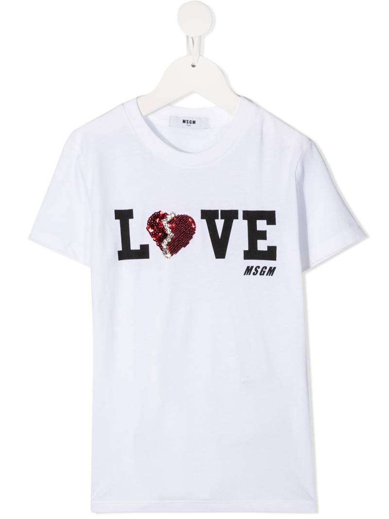 MSGM Kids embellished-logo T-shirt - White von MSGM Kids