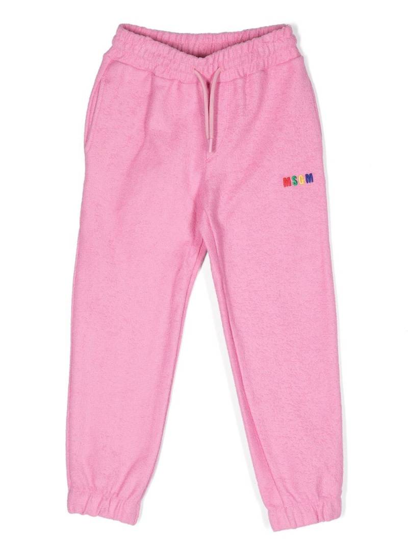 MSGM Kids embroidered-logo drawstring track pants - Pink von MSGM Kids