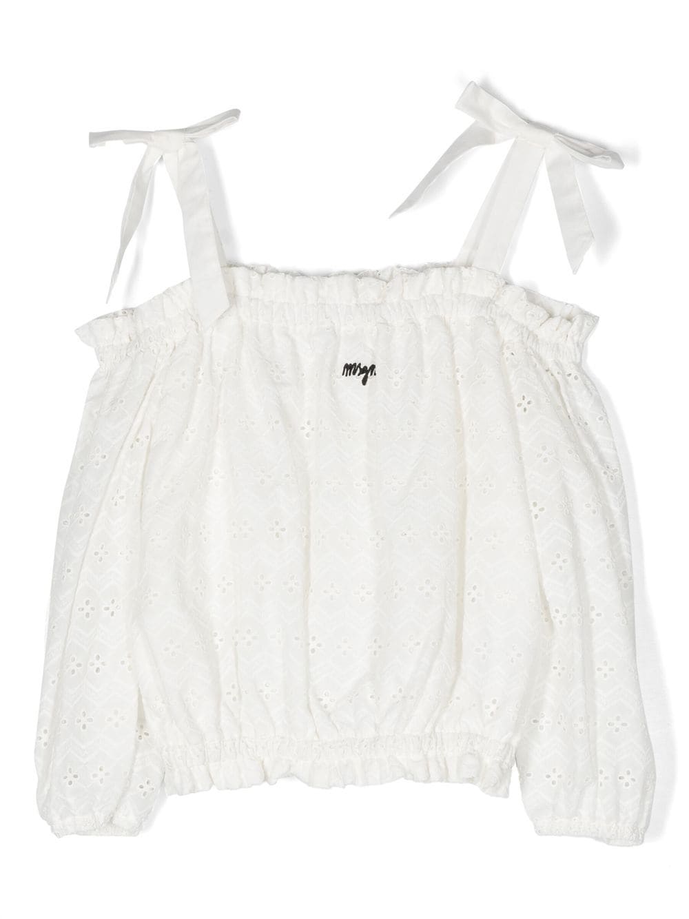 MSGM Kids embroidered-logo off-shoulder blouse - White von MSGM Kids