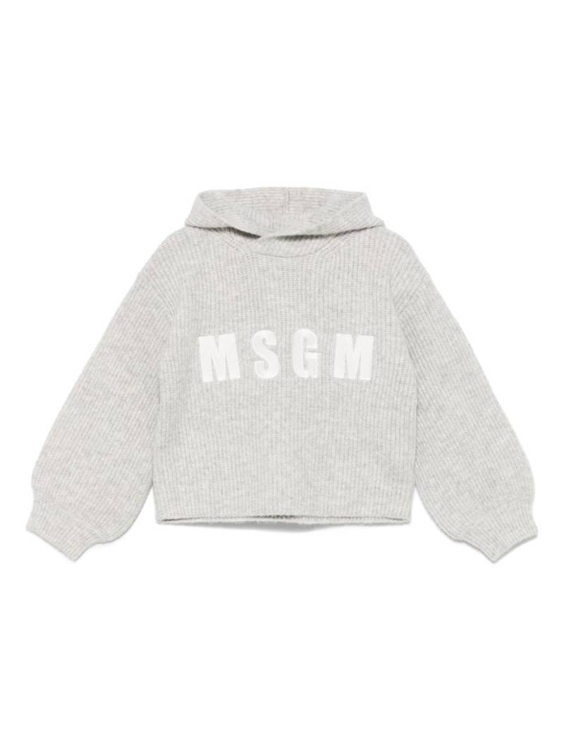 MSGM Kids fisherman's-knit hoodie - Grey von MSGM Kids