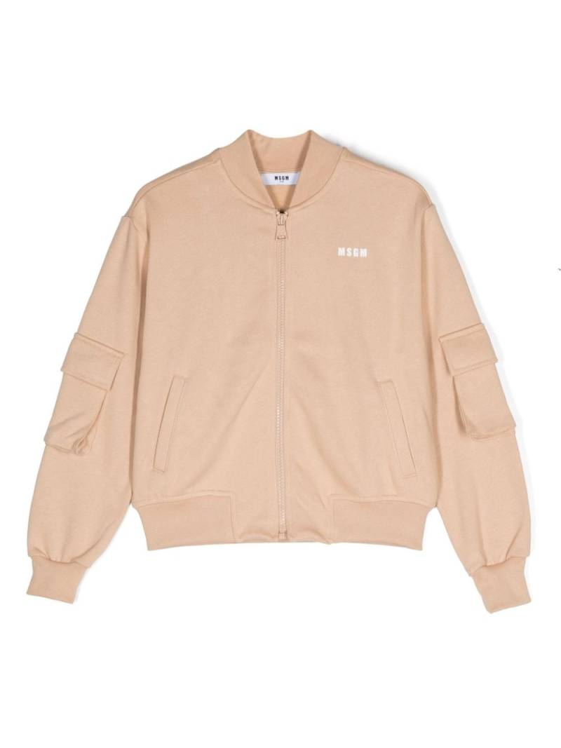 MSGM Kids fleece bomber jacket - Neutrals von MSGM Kids