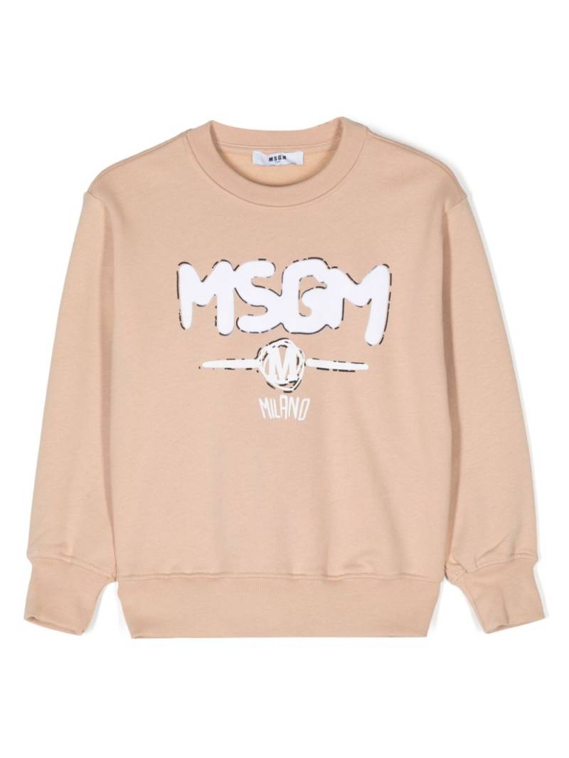 MSGM Kids flocked-logo sweatshirt - Neutrals von MSGM Kids