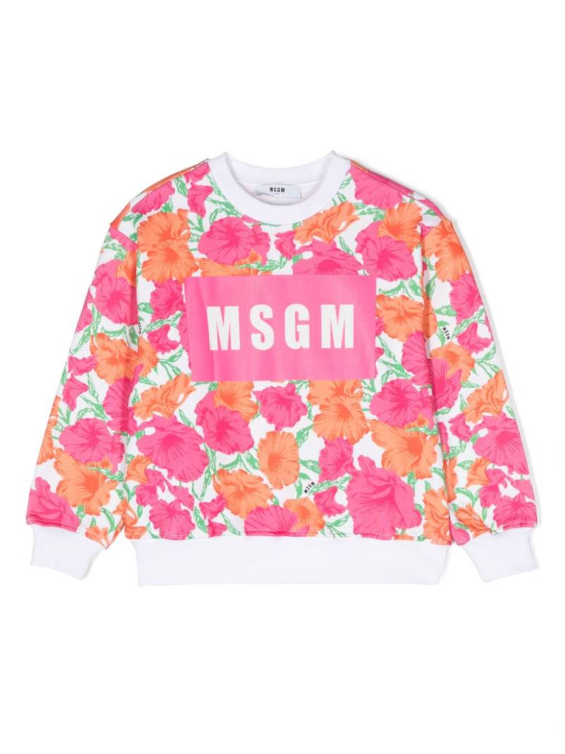 MSGM Kids floral-print cotton sweatshirt - Pink von MSGM Kids