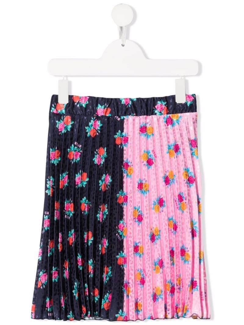 MSGM Kids floral-print pleated skirt - Blue von MSGM Kids