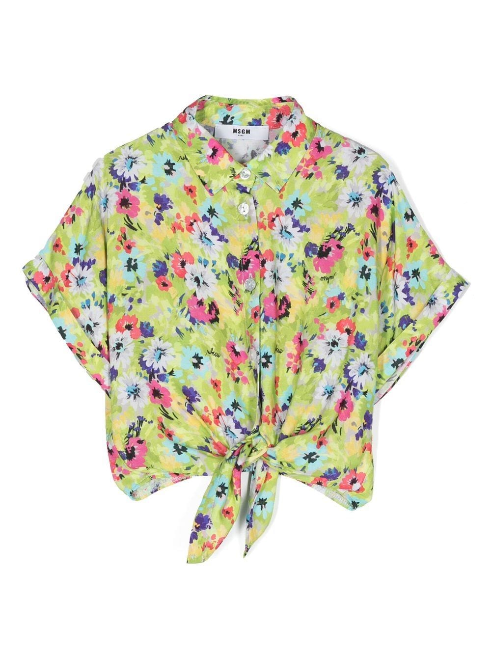 MSGM Kids floral-print ruched shirt - Green von MSGM Kids