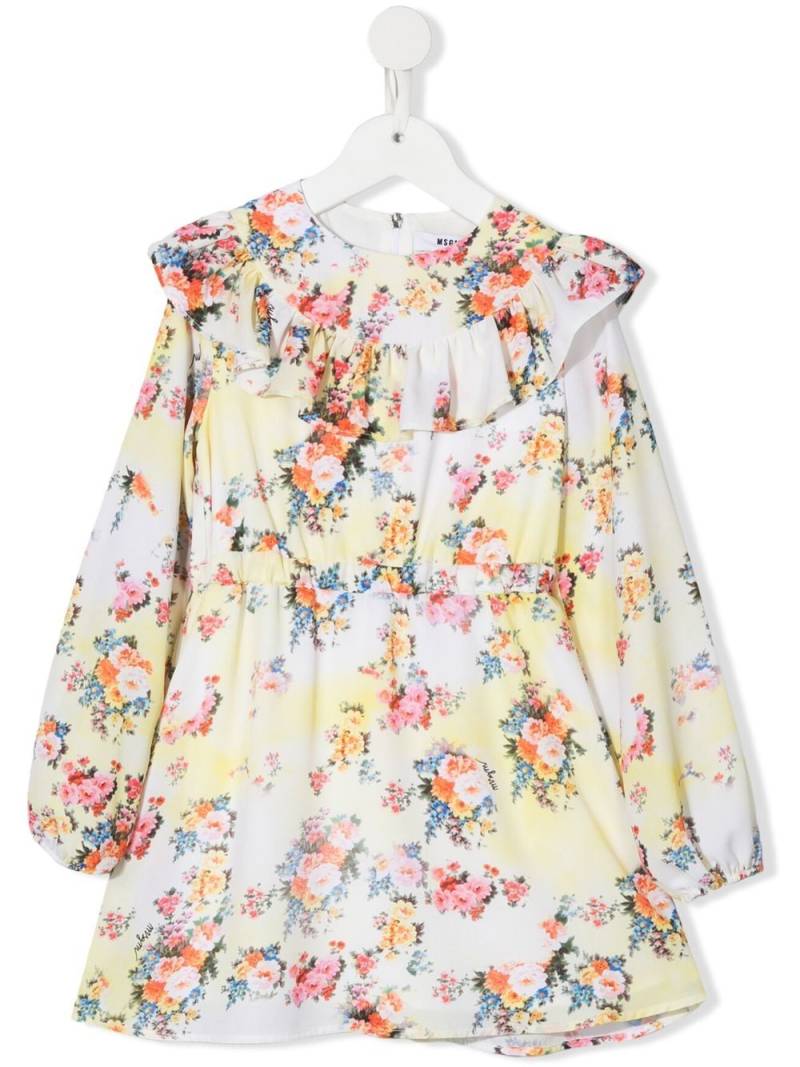 MSGM Kids floral-print ruffle dress - Yellow von MSGM Kids