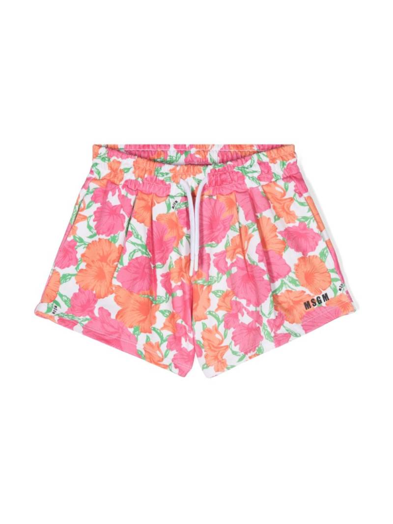 MSGM Kids floral-print track shorts - White von MSGM Kids