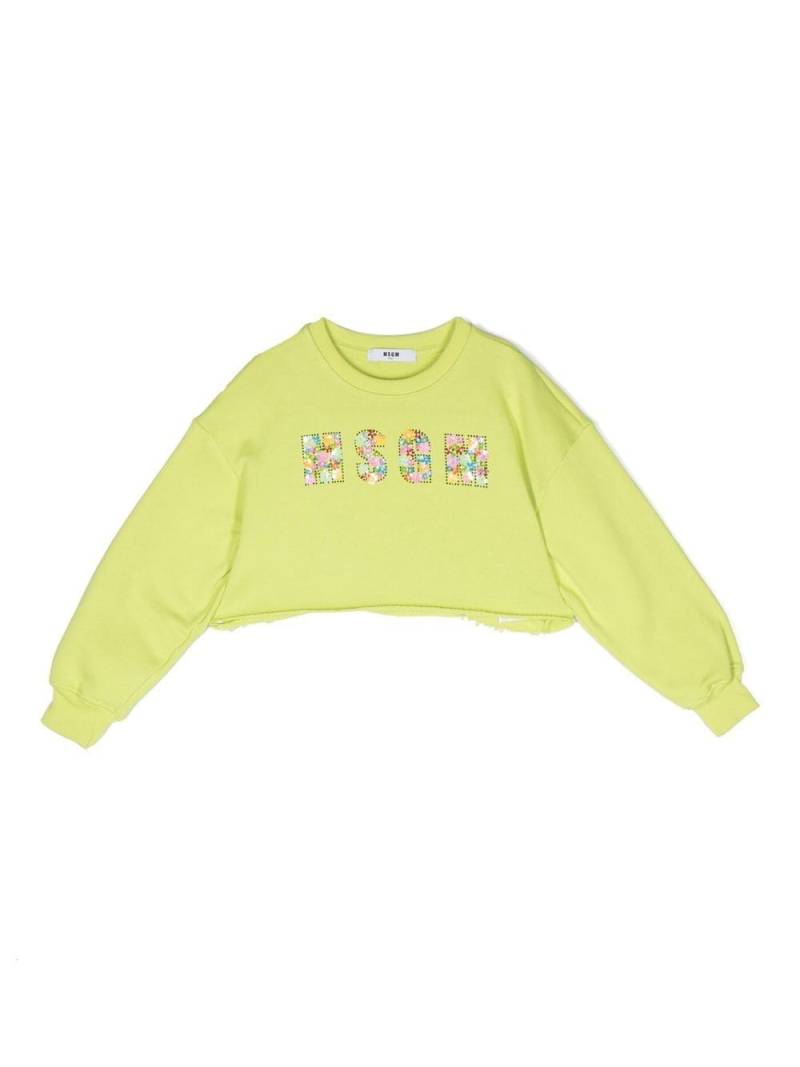 MSGM Kids floral sequin-embellished crew neck sweatshirt - Green von MSGM Kids