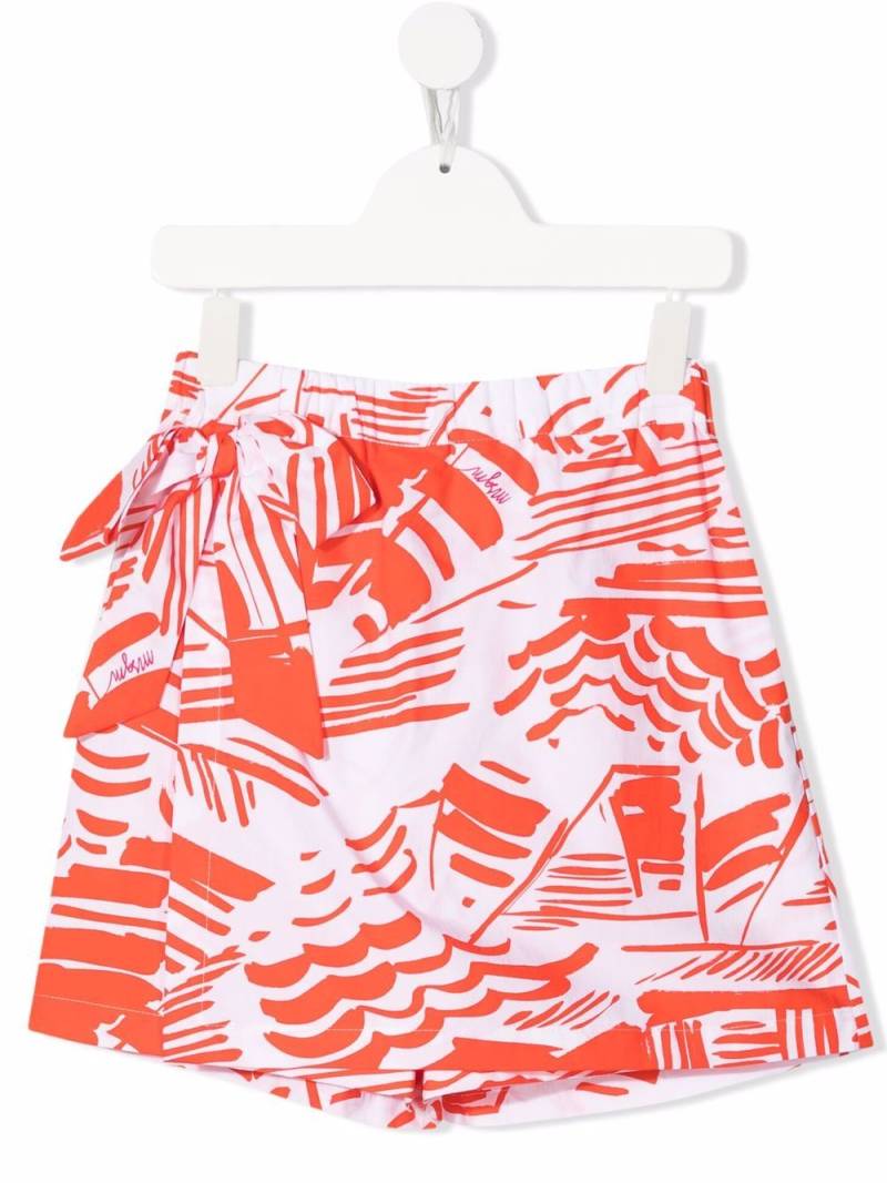 MSGM Kids geometric-print knee-length shorts - White von MSGM Kids