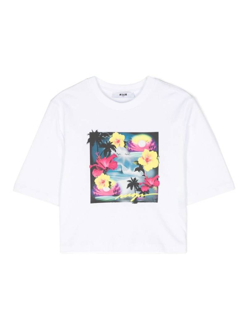 MSGM Kids graphic-print cotton T-shirt - White von MSGM Kids