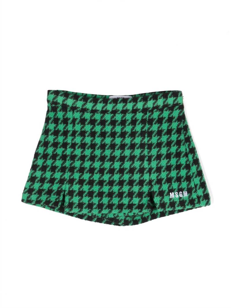 MSGM Kids houndstooth-check skirt shorts - Green von MSGM Kids