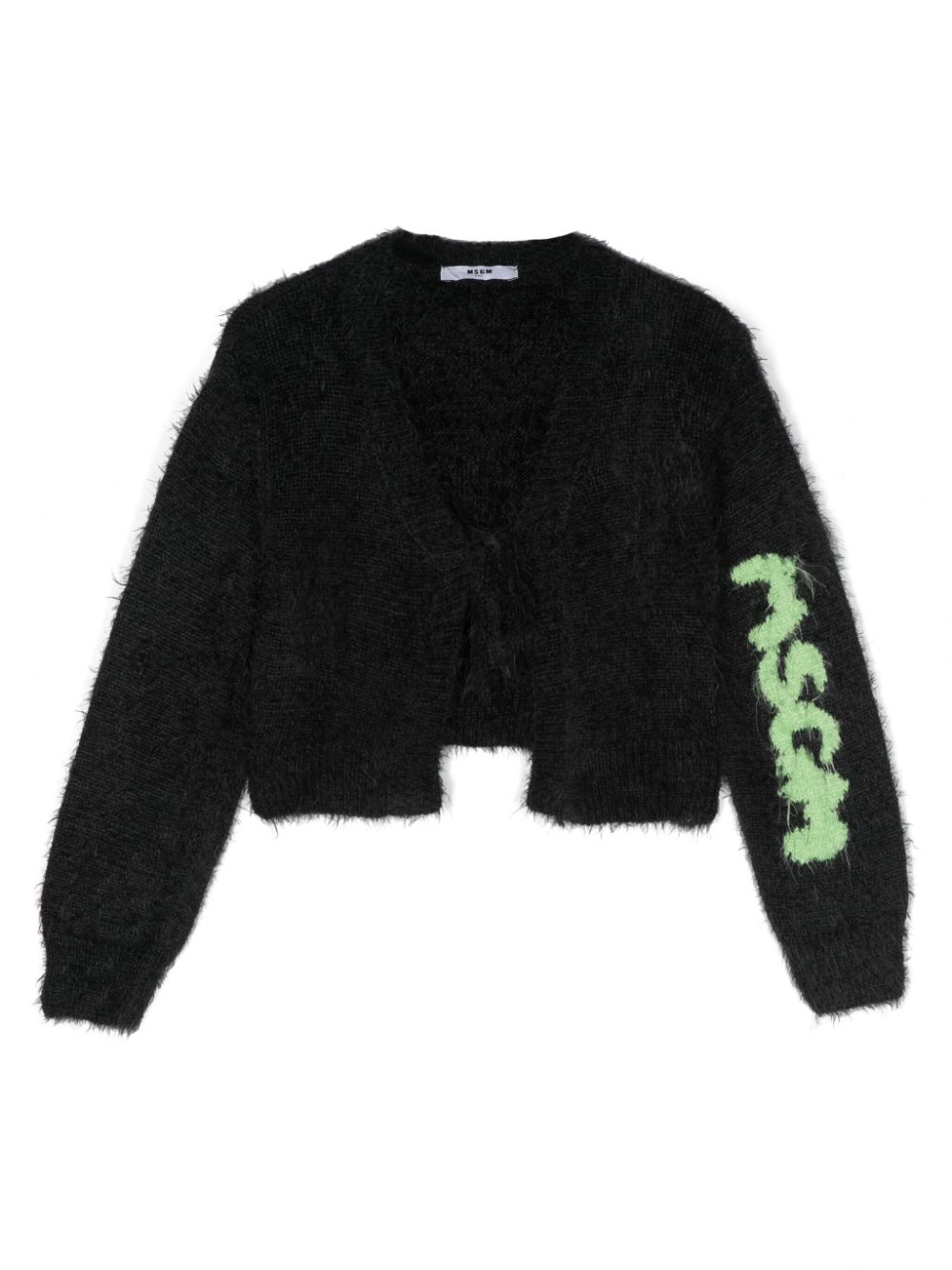 MSGM Kids intarsia-knit logo textured cardigan - Black von MSGM Kids