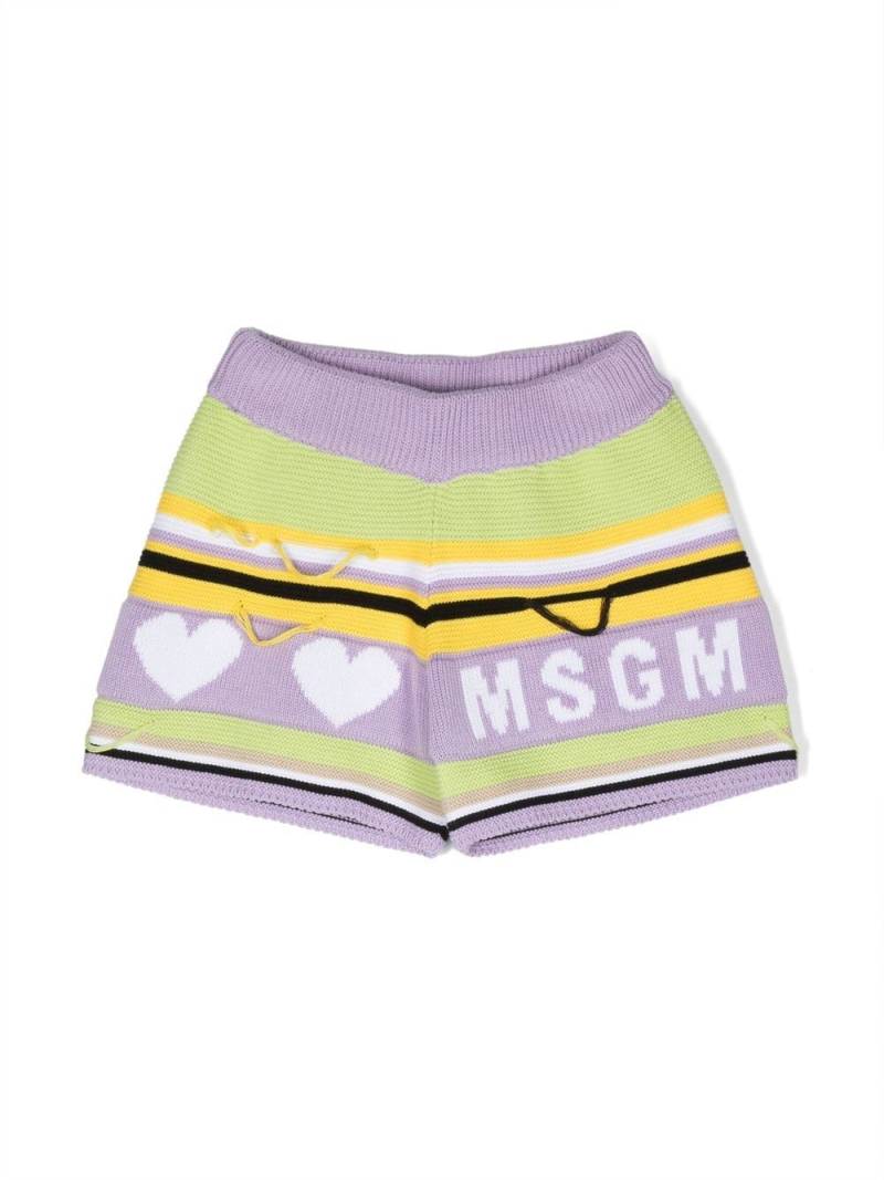 MSGM Kids intarsia knit shorts - Purple von MSGM Kids