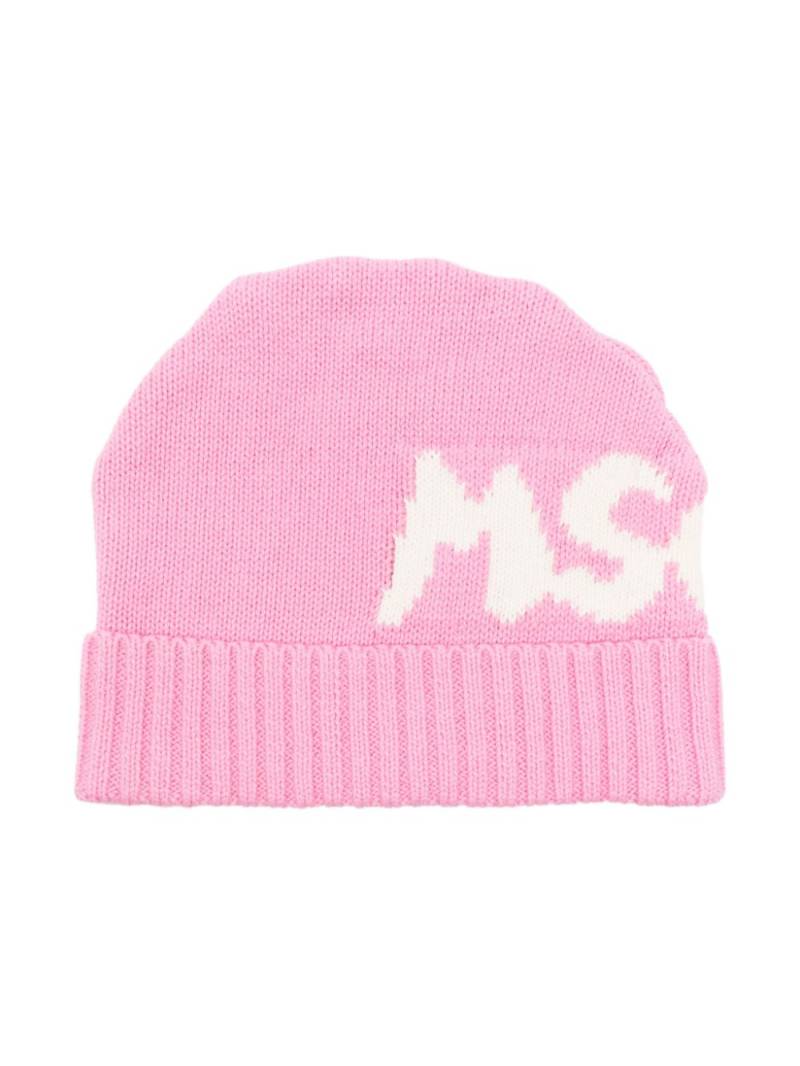 MSGM Kids intarsia-logo beanie hat - Pink von MSGM Kids