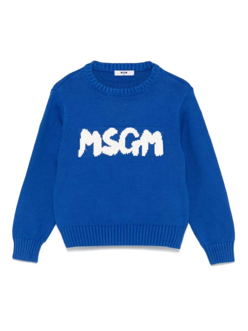 MSGM Kids intarsia-logo sweater - Blue von MSGM Kids