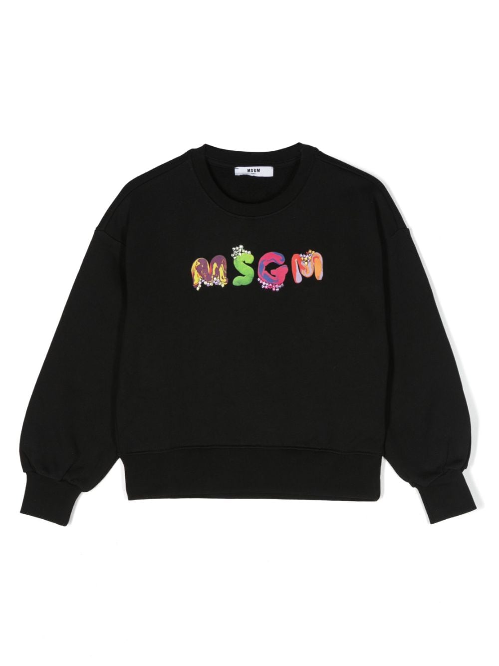 MSGM Kids logo-embellished cotton sweatshirt - Black von MSGM Kids